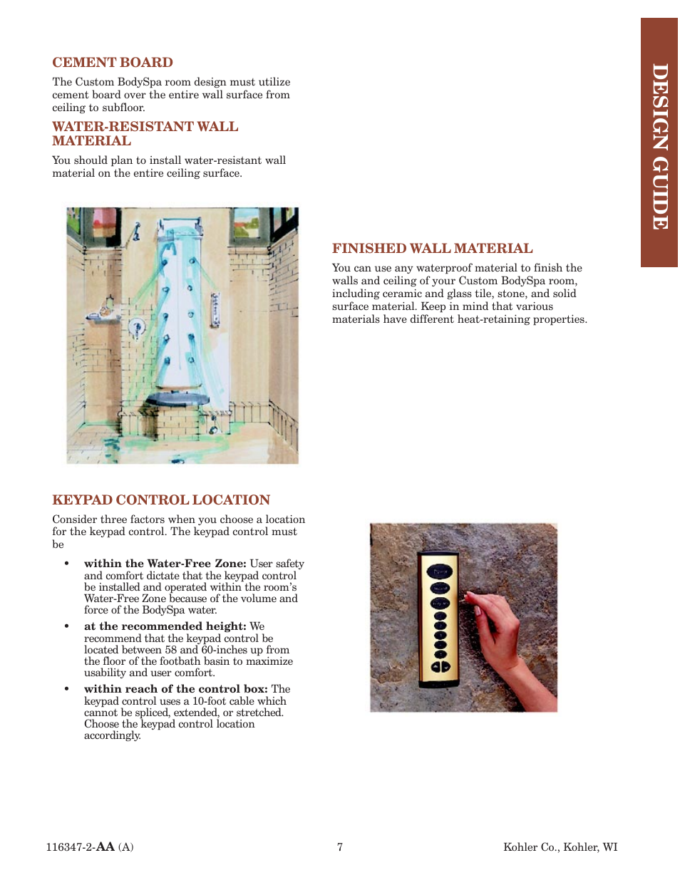 Design guide | Kohler custom Bodyspa 116347-2 User Manual | Page 6 / 31