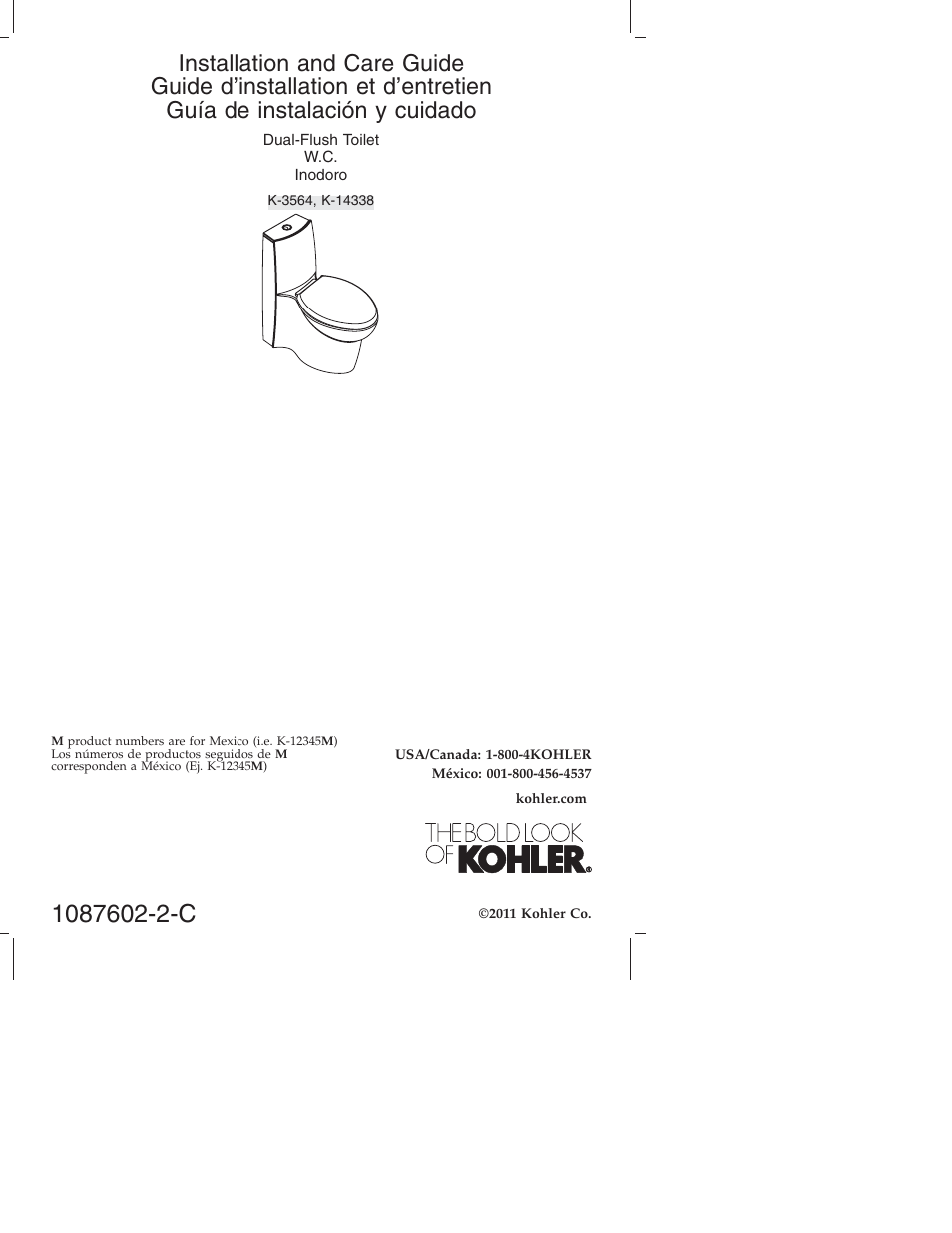 Kohler K-3564 User Manual | 20 pages