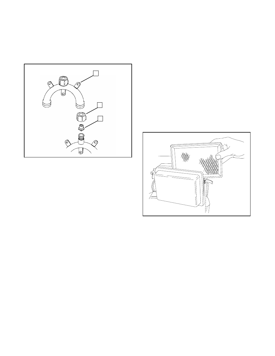 Air cleaner and mixing elbow, Pressure cap, Siphon break | Servicing air cleaner, Servicing mixing elbow | Kohler 3.5CFZ User Manual | Page 45 / 81