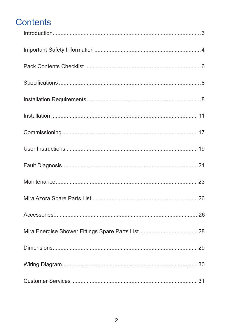 Kohler Thermostatic Electric Shower User Manual | Page 2 / 32