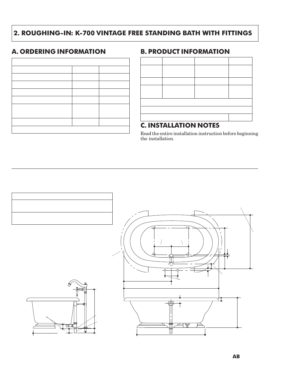 B. product information | Kohler VINTAGE K-1172 User Manual | Page 2 / 8