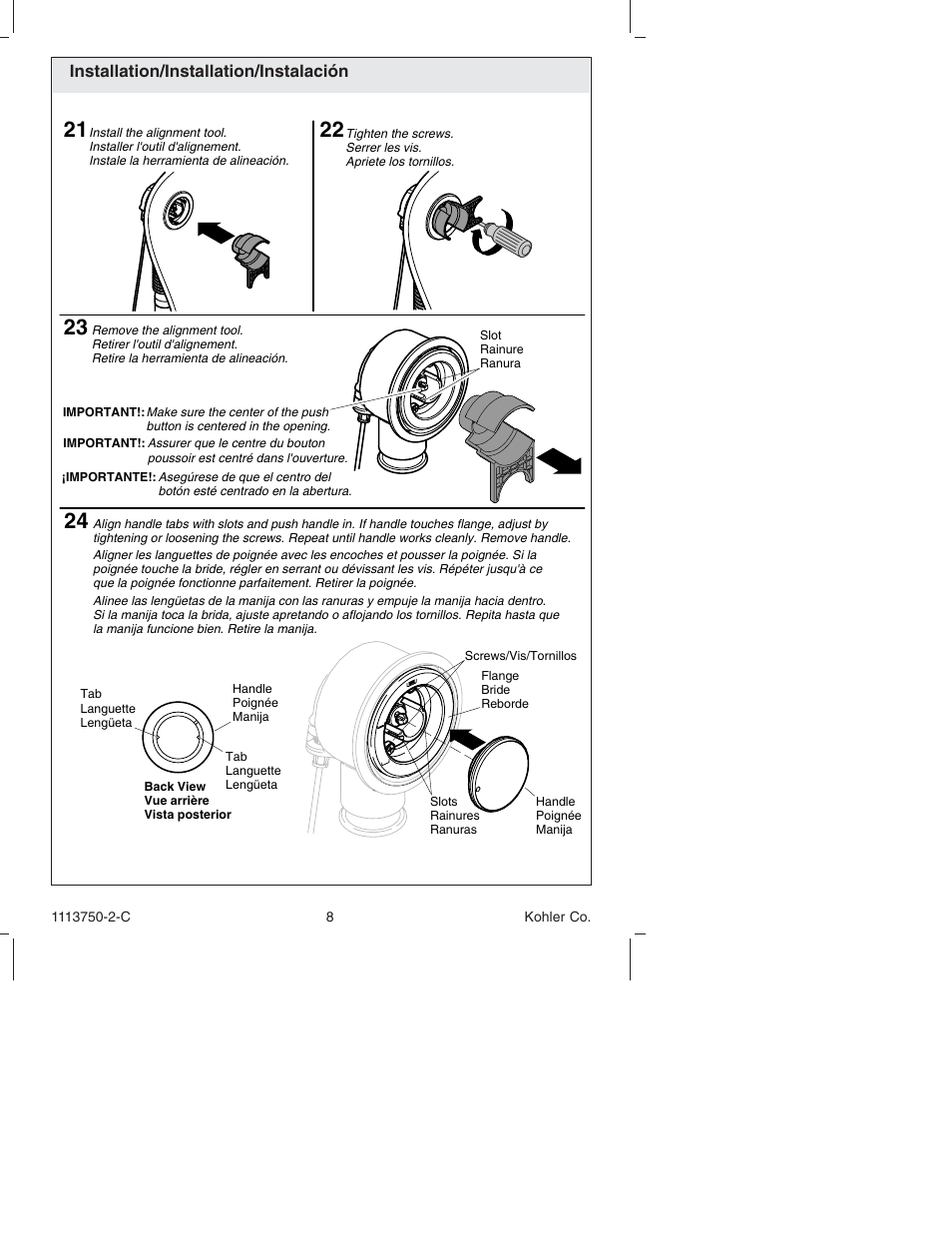 Kohler Closing Overow Cable Bath Drain K-7116 User Manual | Page 8 / 16