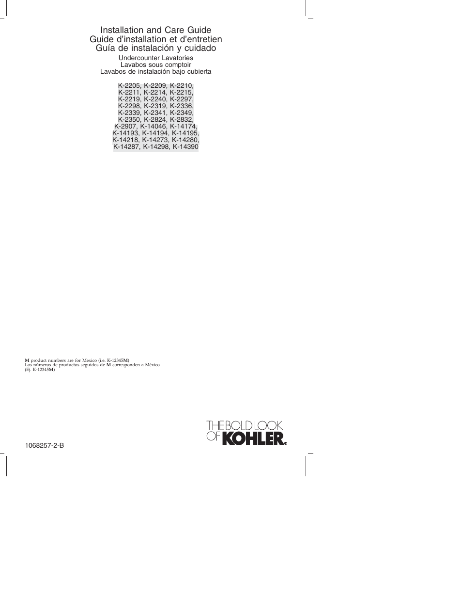 Kohler K-2211 User Manual | 16 pages