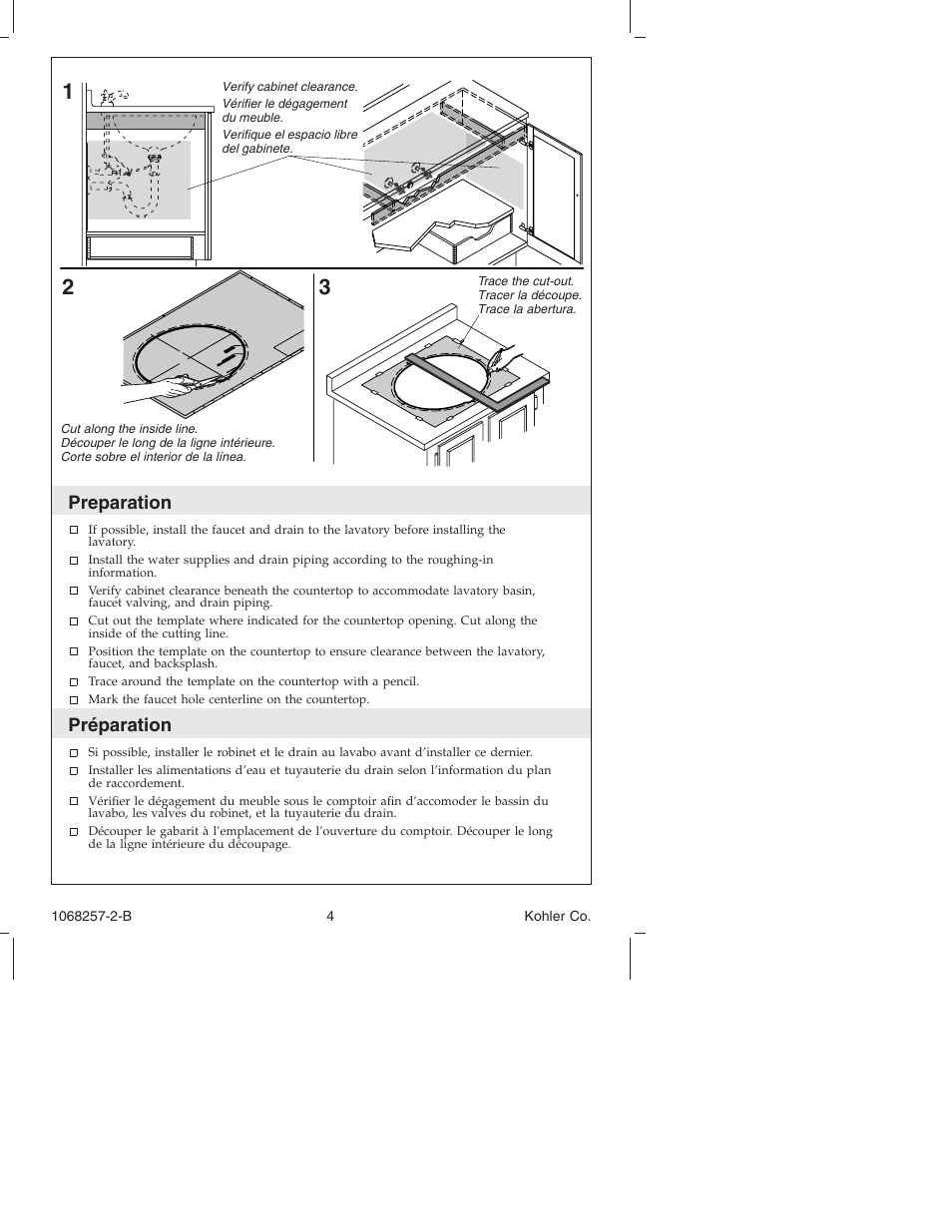 Preparation, Préparation | Kohler K-2211 User Manual | Page 4 / 16