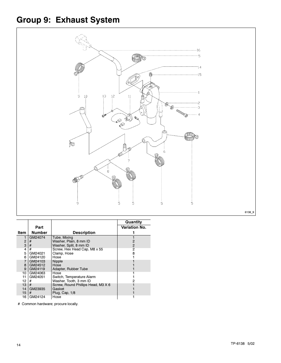 Group 9: exhaust system | Kohler 4EOZ User Manual | Page 16 / 44