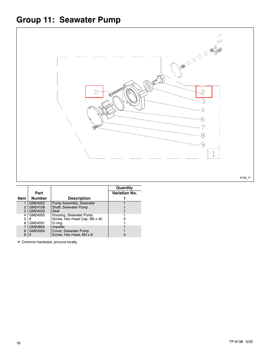 Group 11: seawater pump | Kohler 4EOZ User Manual | Page 18 / 44