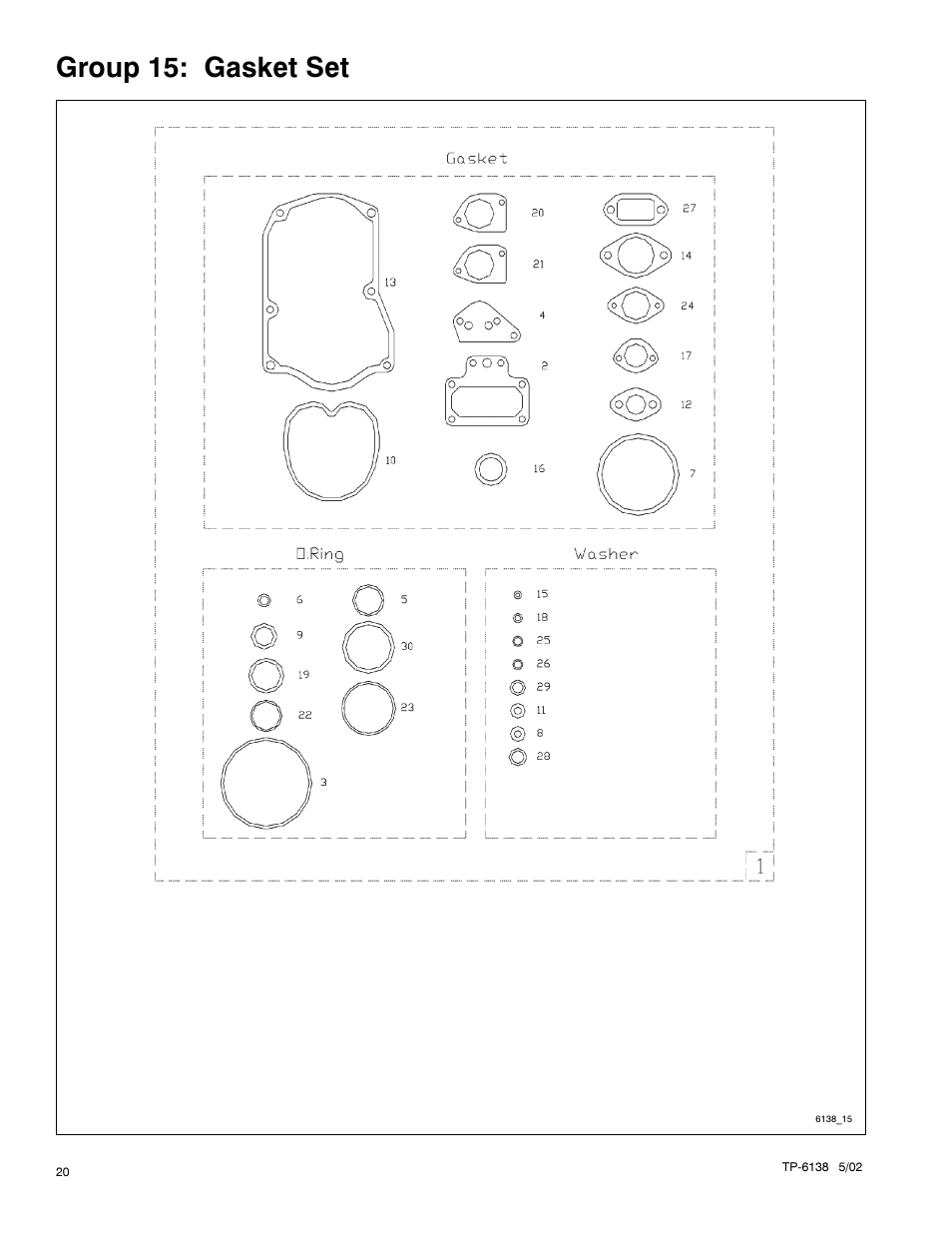 Group 15: gasket set | Kohler 4EOZ User Manual | Page 22 / 44