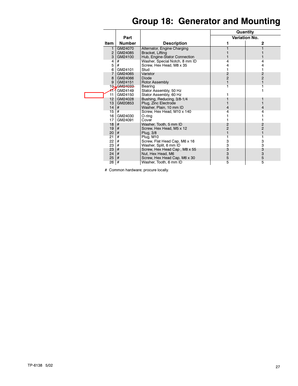 Group 18: generator and mounting | Kohler 4EOZ User Manual | Page 29 / 44