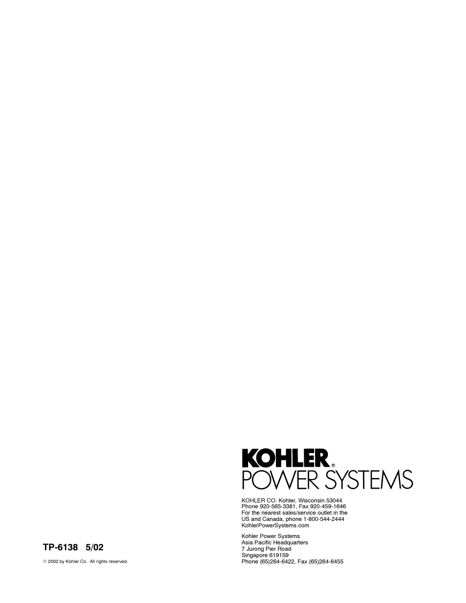 Kohler 4EOZ User Manual | Page 44 / 44