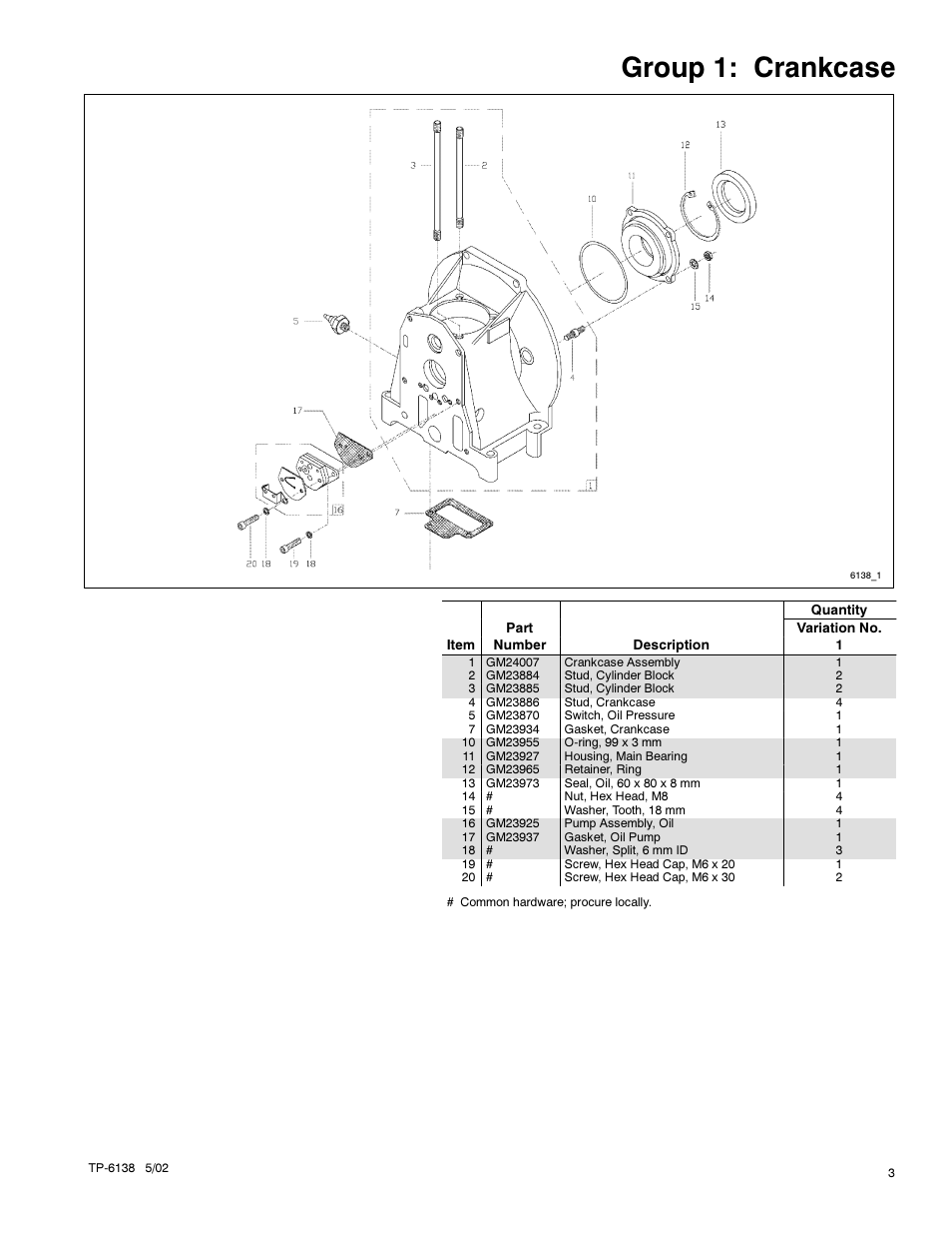 Group 1: crankcase | Kohler 4EOZ User Manual | Page 5 / 44