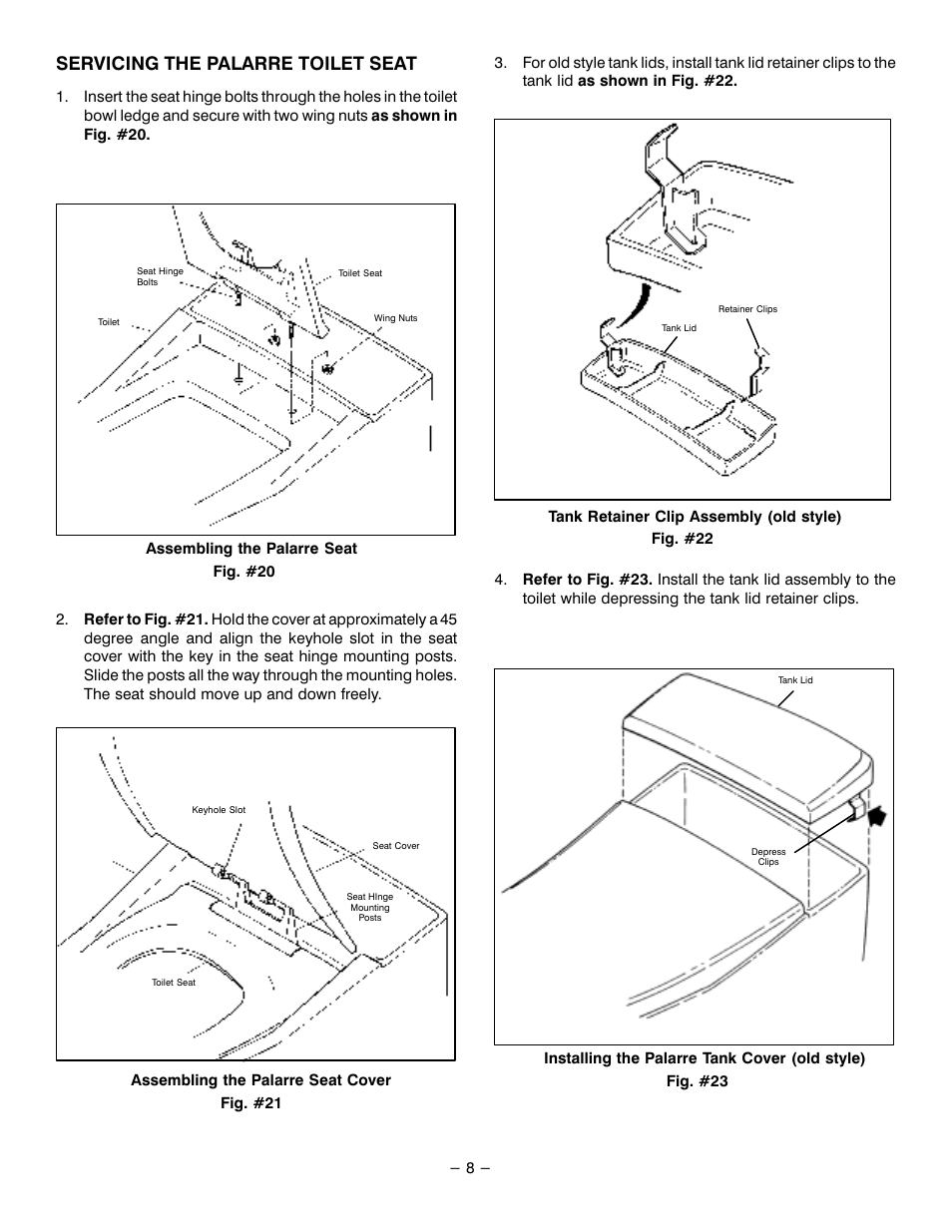 Servicing the palarre toilet seat | Kohler SIPHON VORTEX LOW PROFILE ONE-PIECE TOILETS K-3402-EB User Manual | Page 8 / 12