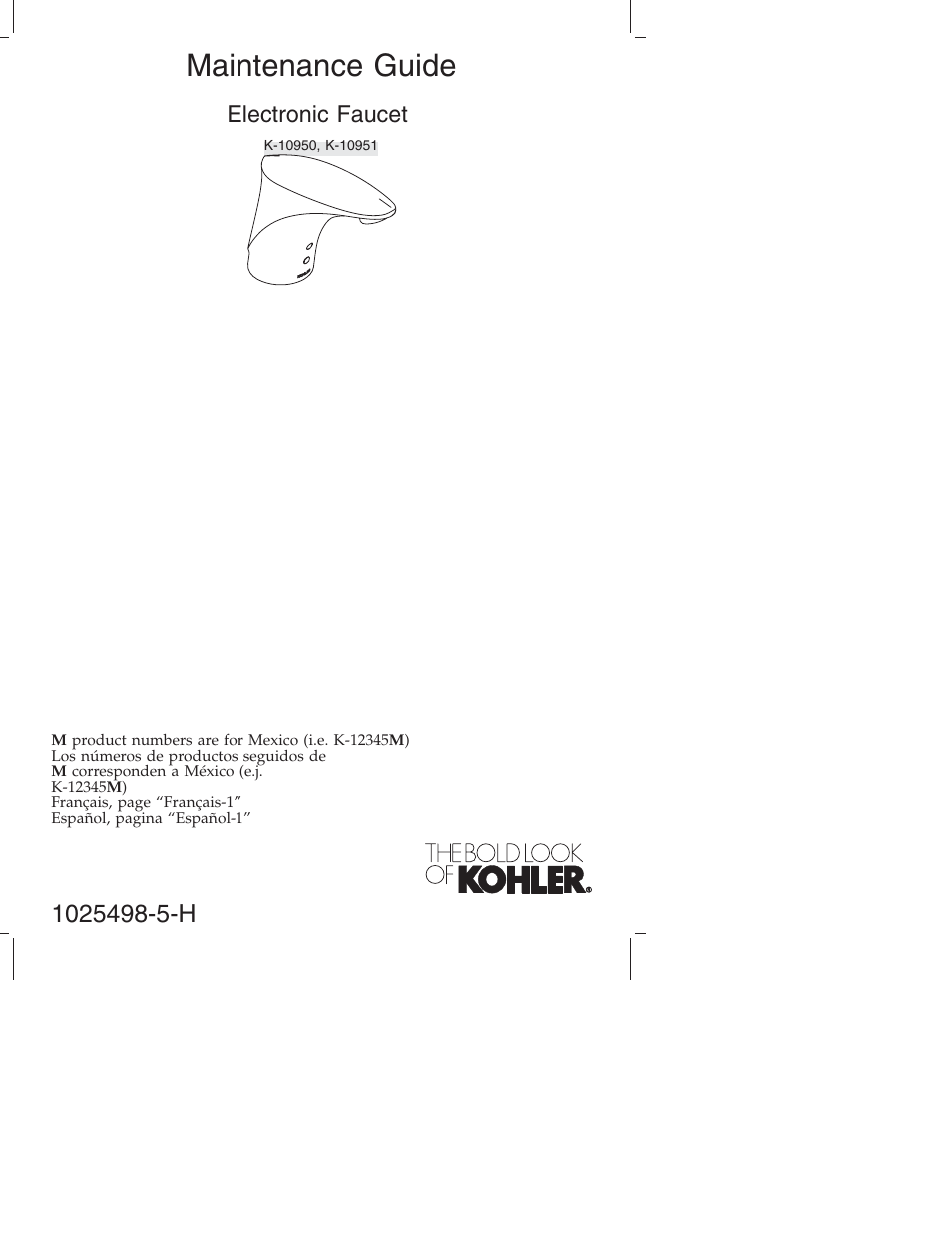 Kohler Electronic Faucet k-10950 User Manual | 76 pages