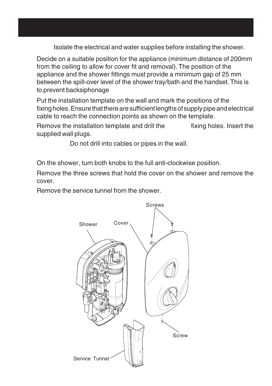 Installation | Kohler Electric Shower User Manual | Page 16 / 44