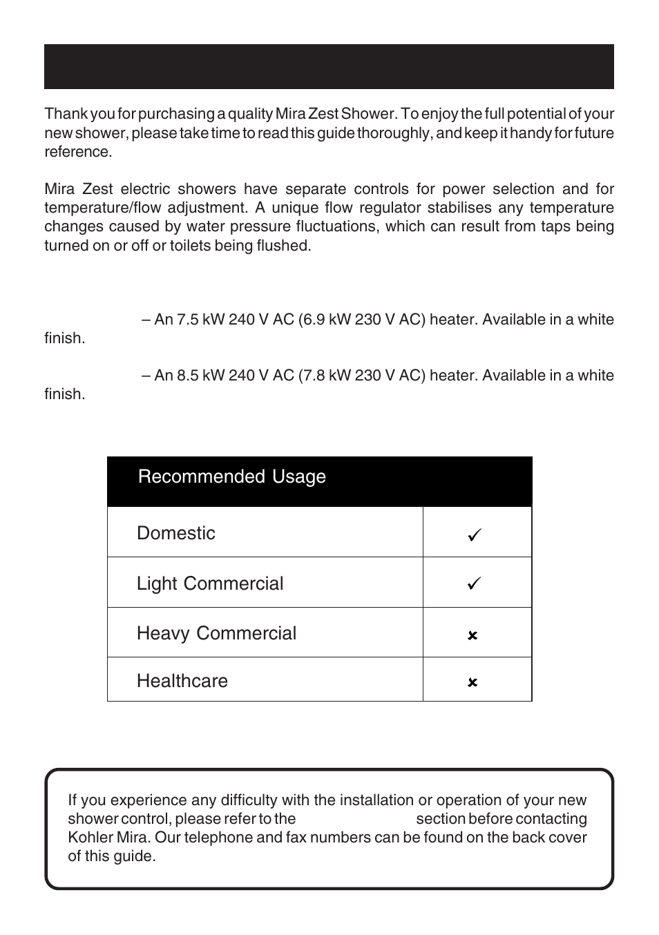 Introduction | Kohler Electric Shower User Manual | Page 3 / 44