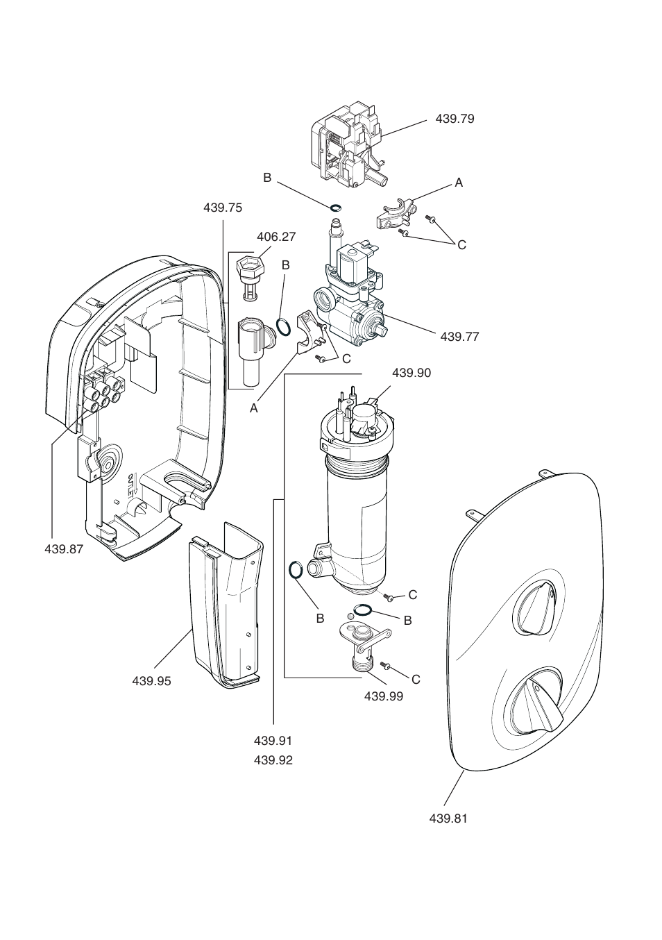 Spare parts diagram | Kohler Electric Shower User Manual | Page 41 / 44