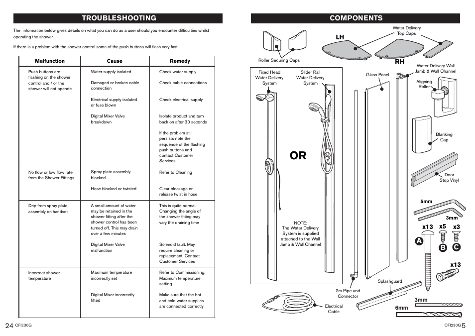 24.eps, Components, Troubleshooting | Kohler CFI230G User Manual | Page 5 / 14