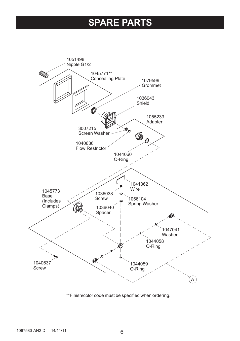 Spare parts | Kohler Watertile Bodyspray 8002A User Manual | Page 6 / 7