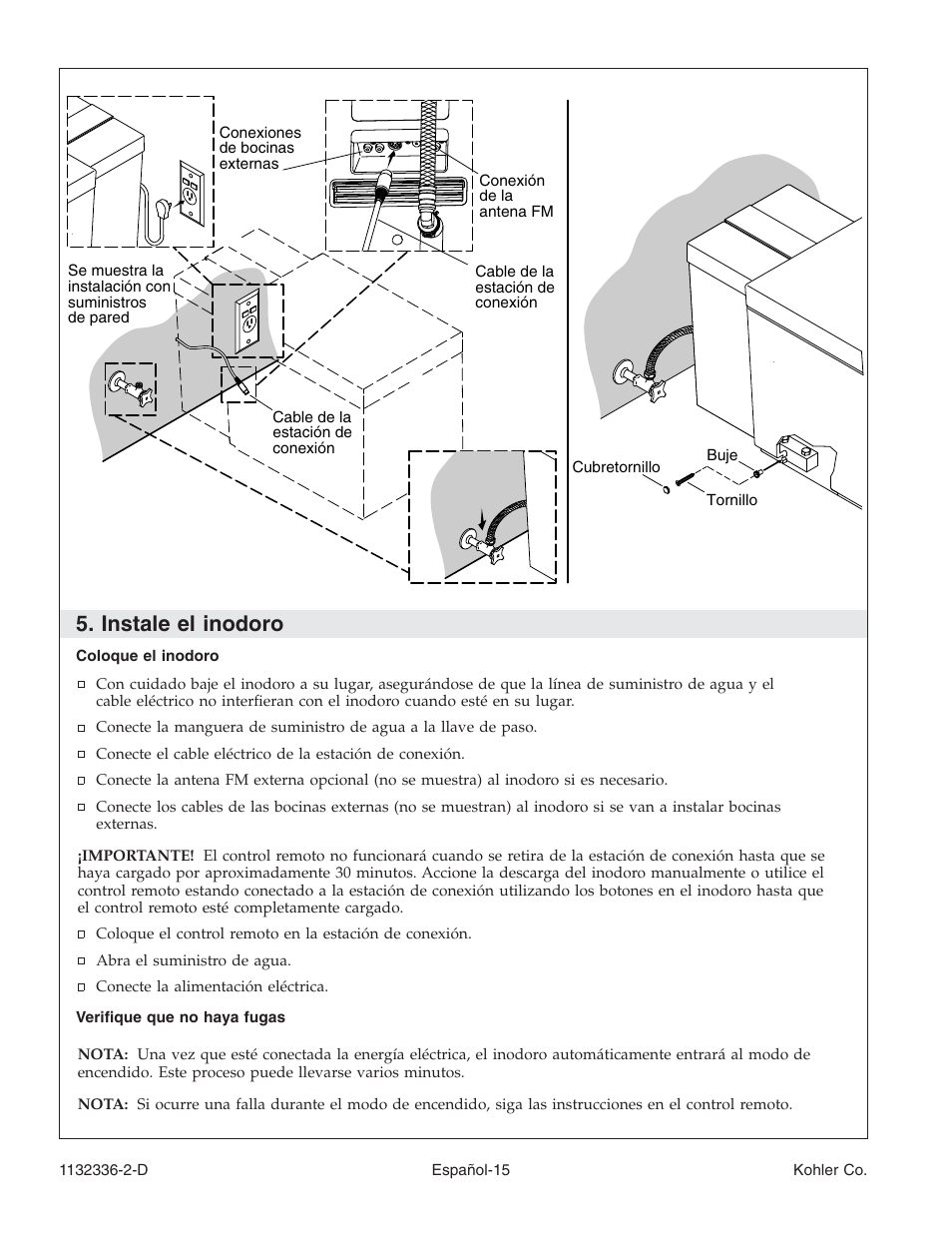 Instale el inodoro | Kohler Toilet K-3900 User Manual | Page 58 / 68