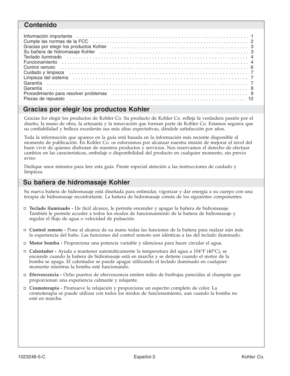 Kohler Bath Whirlpool K-1418-CT User Manual | Page 36 / 52