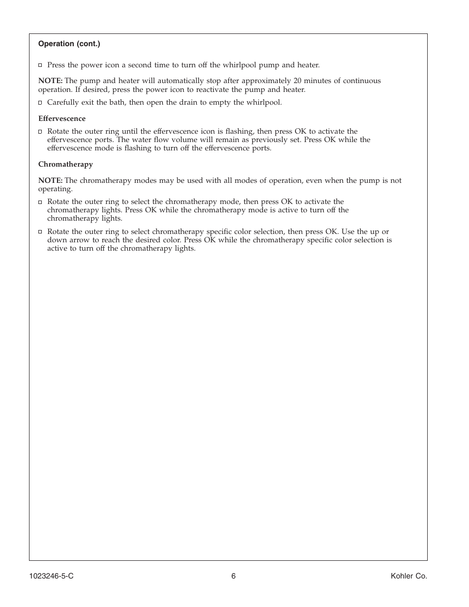 Kohler Bath Whirlpool K-1418-CT User Manual | Page 6 / 52