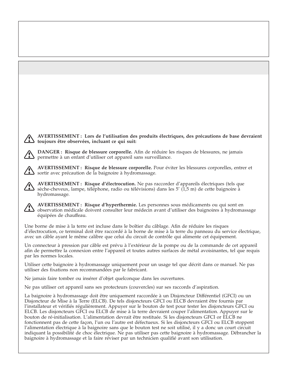 Guide du propriétaire, Renseignements importants, Baignoire à hydromassage | Kohler K-1111 User Manual | Page 20 / 60