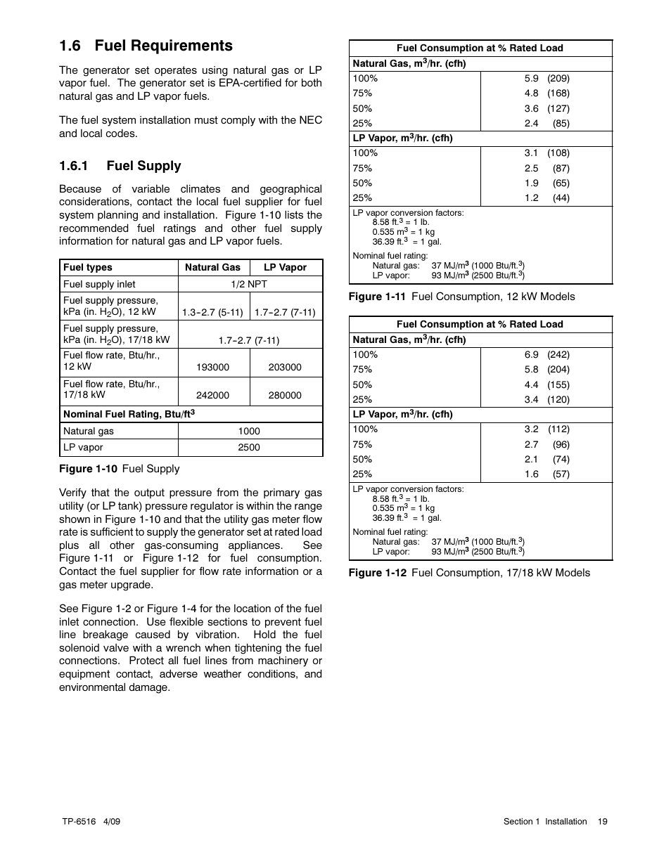 6 fuel requirements, 1 fuel supply | Kohler 12RESM1 User Manual | Page 19 / 40