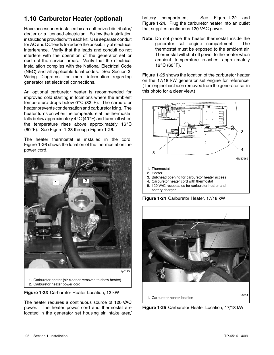 10 carburetor heater (optional) | Kohler 12RESM1 User Manual | Page 26 / 40