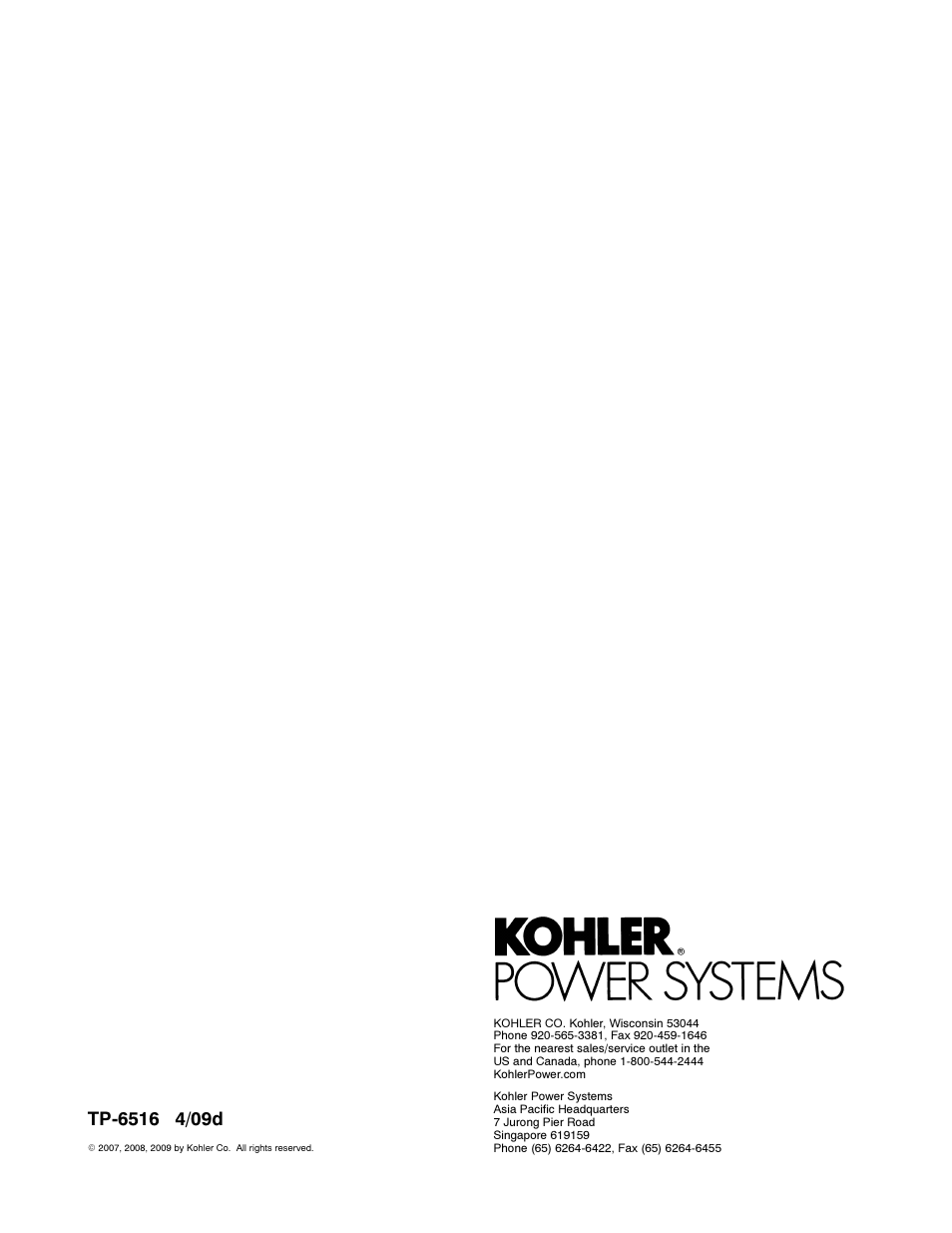 Kohler 12RESM1 User Manual | Page 40 / 40