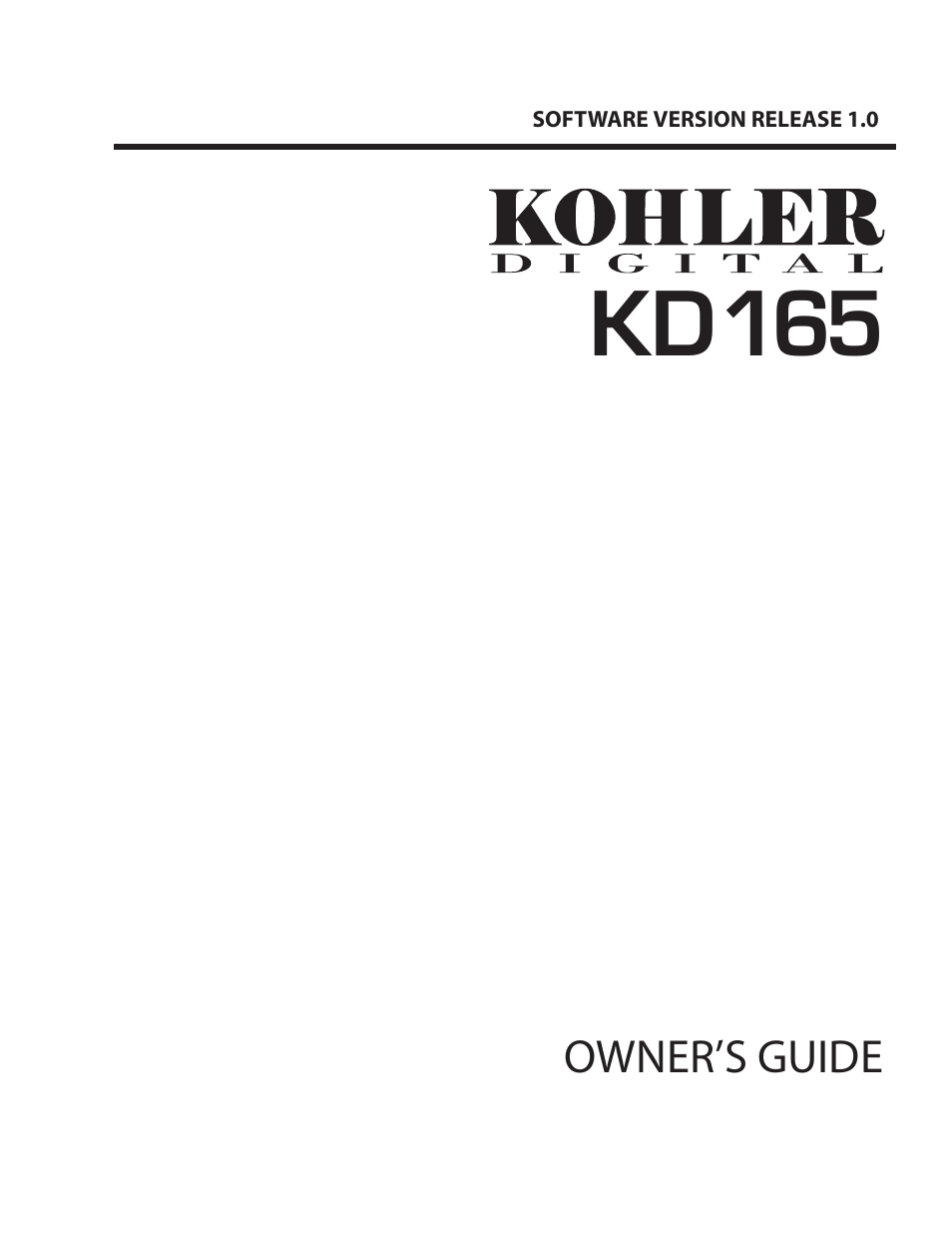 Kd165, Owner’s guide | Kohler KD165 User Manual | Page 2 / 14