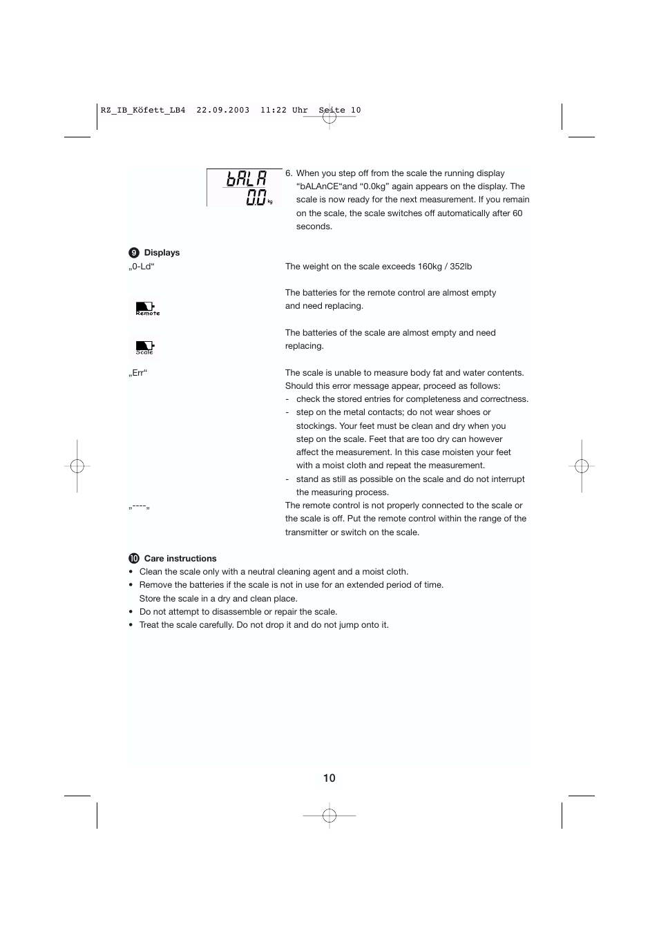 Kompernass Balance KH 5006 User Manual | Page 10 / 12