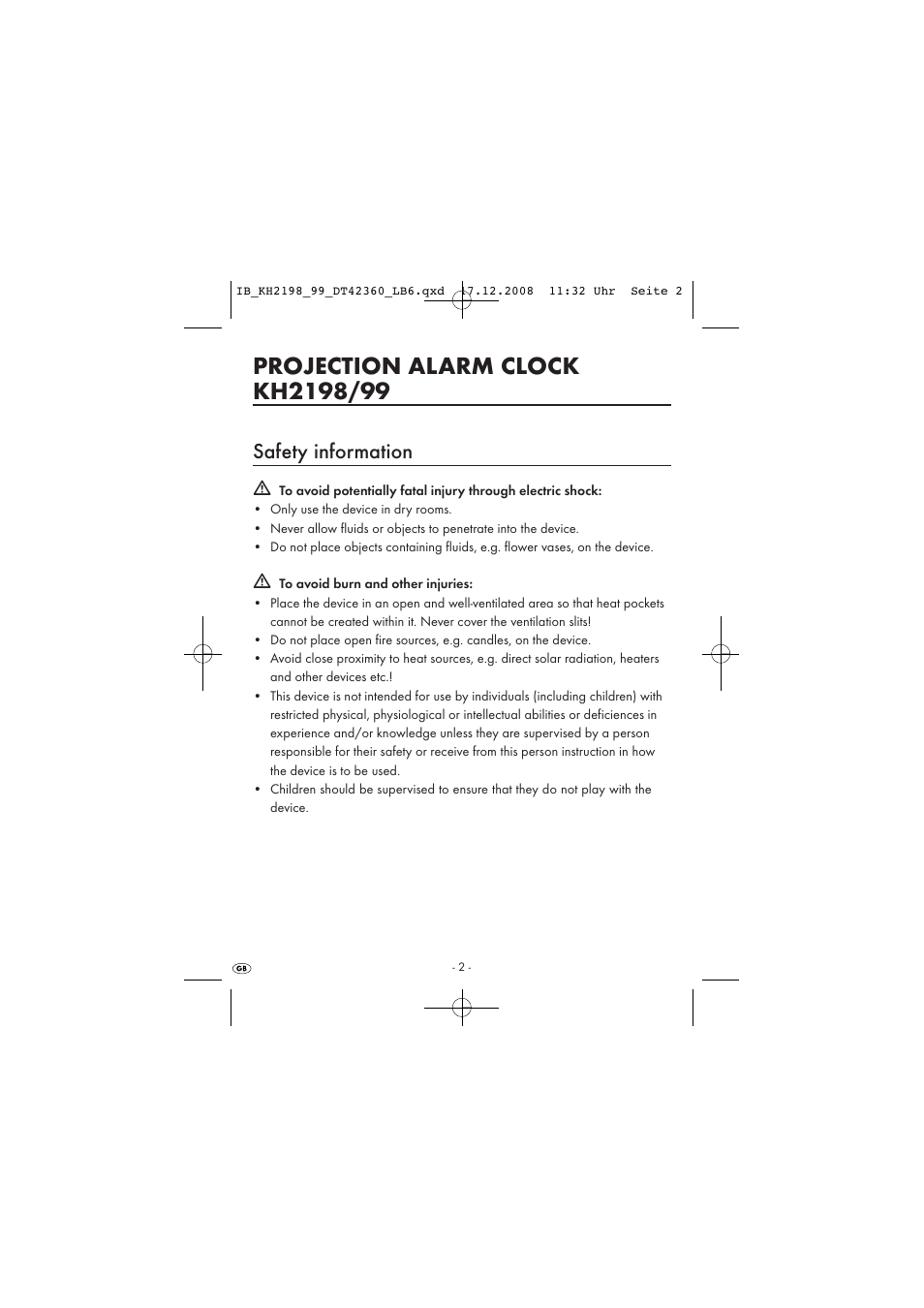 Safety information | Kompernass KH 2198 User Manual | Page 4 / 18