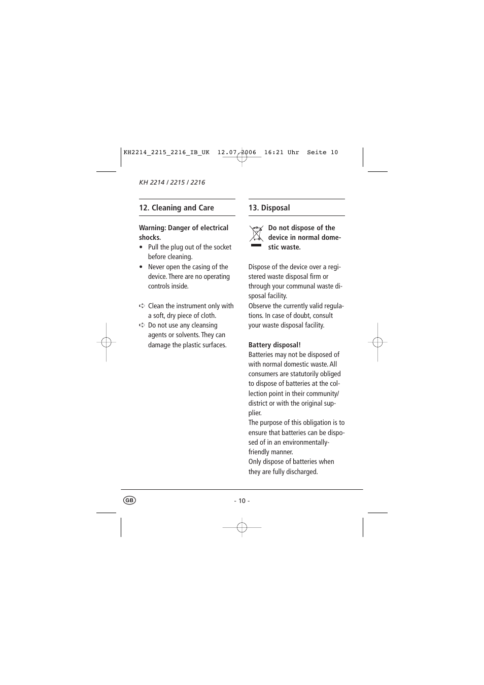 Kompernass KH 2214 User Manual | Page 15 / 16