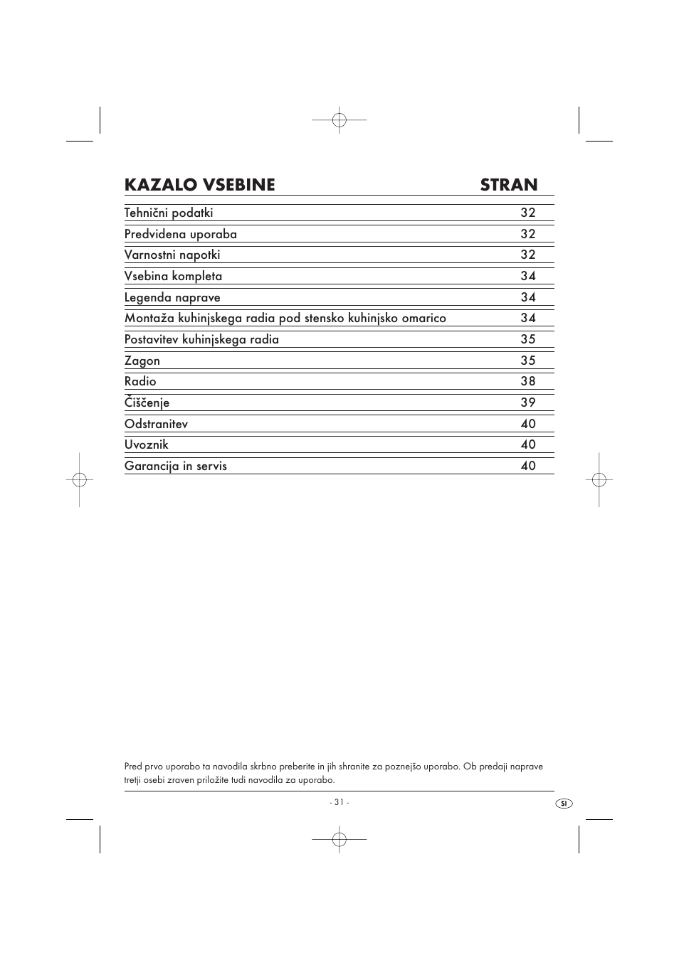 Kazalo vsebine stran | Kompernass KH 2289 User Manual | Page 33 / 72