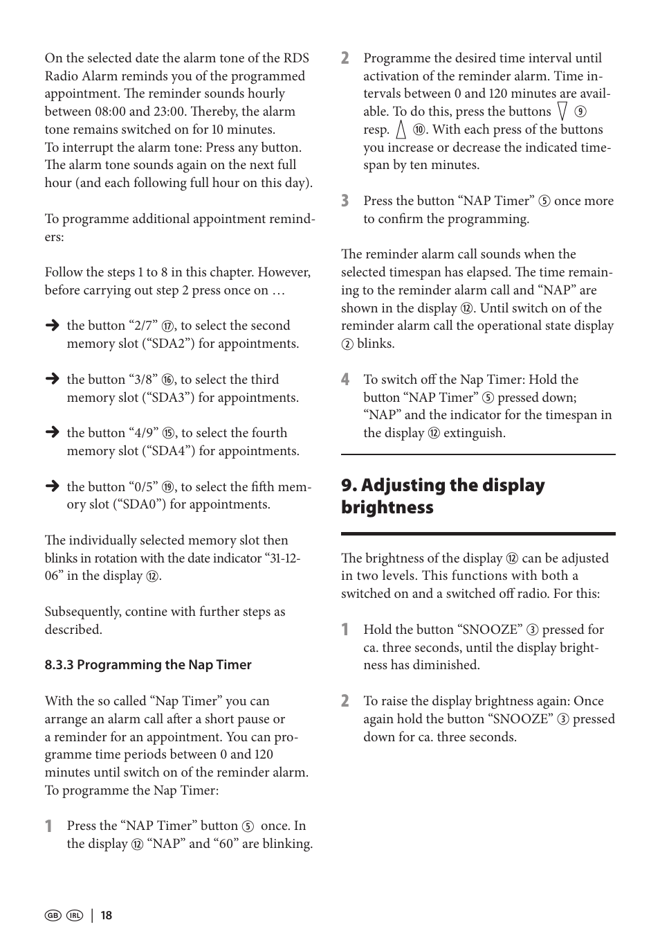 Adjusting the display brightness | Kompernass KH 2295 User Manual | Page 18 / 22