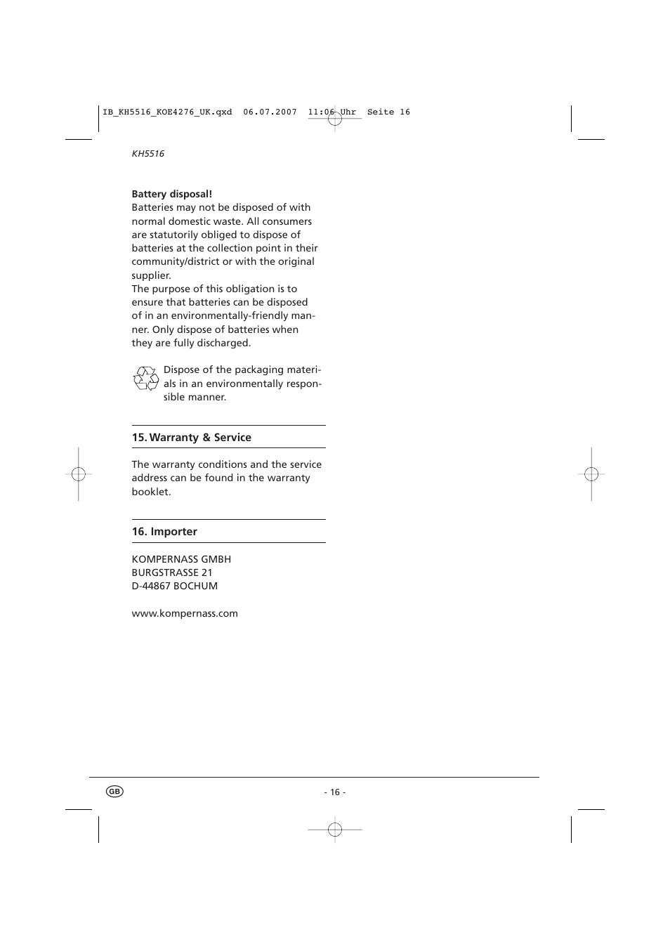 Kompernass KH 5516 User Manual | Page 18 / 19