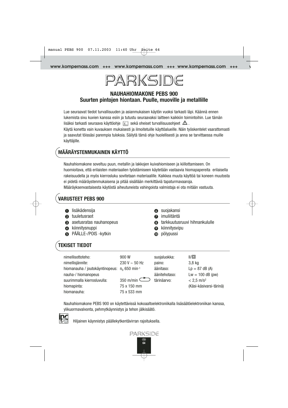 Kompernass PEBS 900 User Manual | Page 64 / 79