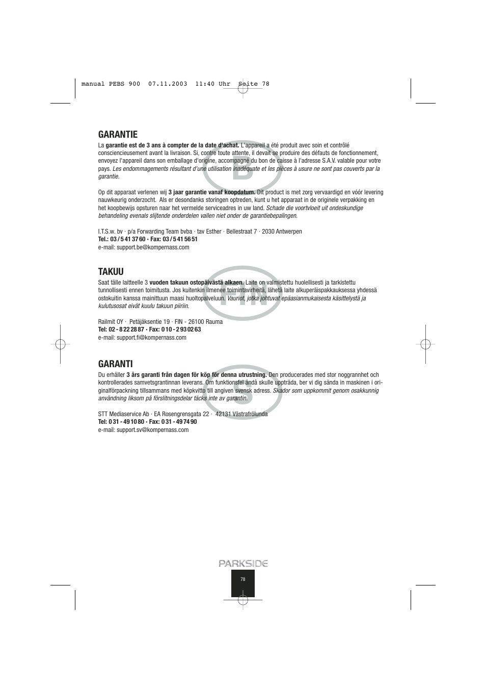 Uq d | Kompernass PEBS 900 User Manual | Page 78 / 79