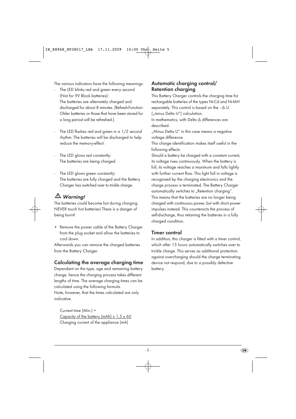 Warning | Kompernass TRONIC KH 968 User Manual | Page 7 / 10