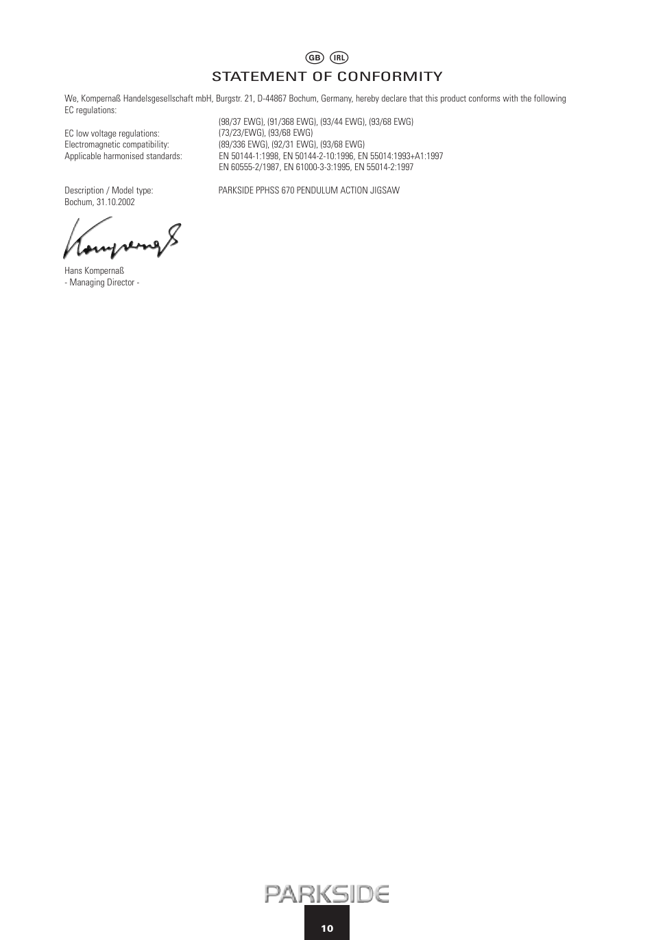 Kompernass PPHSS 670 User Manual | Page 10 / 12