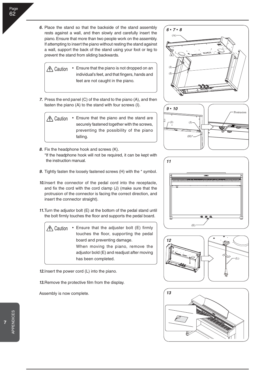 Caution | Kawai CN32 User Manual | Page 62 / 68