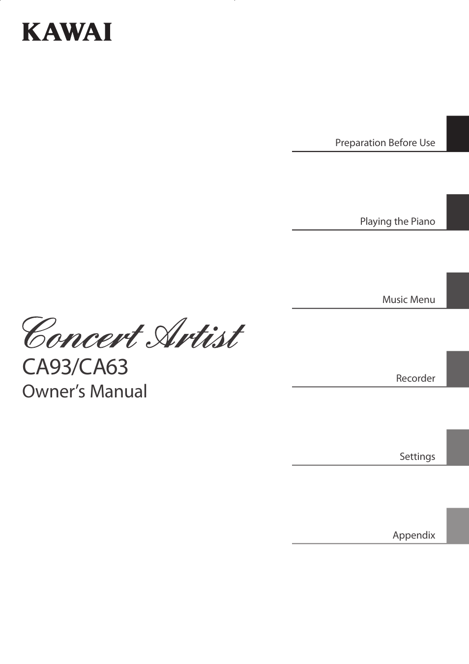 Kawai CONCERT ARTIST CA63 User Manual | 96 pages