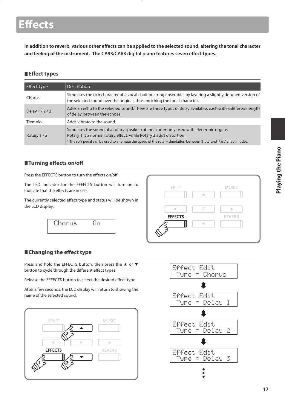 Effects | Kawai CONCERT ARTIST CA63 User Manual | Page 17 / 96