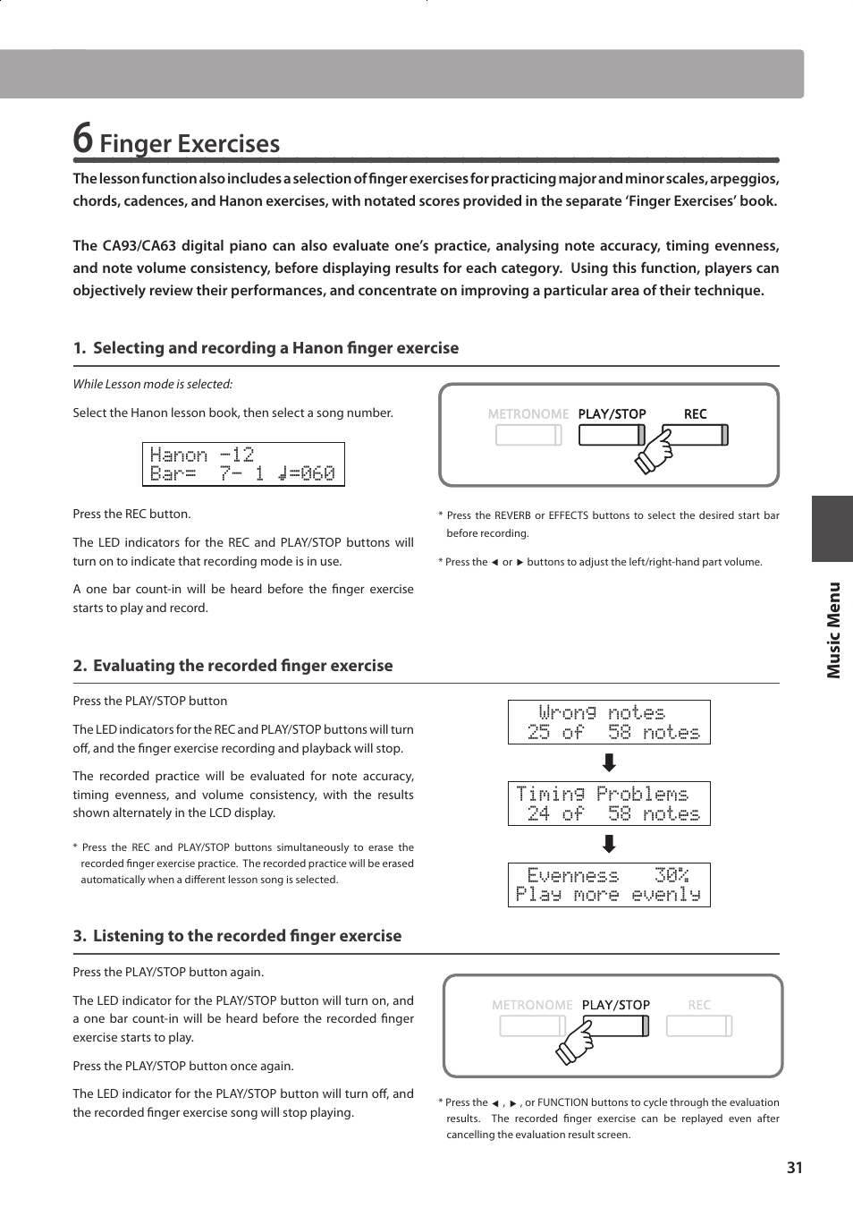 Finger exercises | Kawai CONCERT ARTIST CA63 User Manual | Page 31 / 96