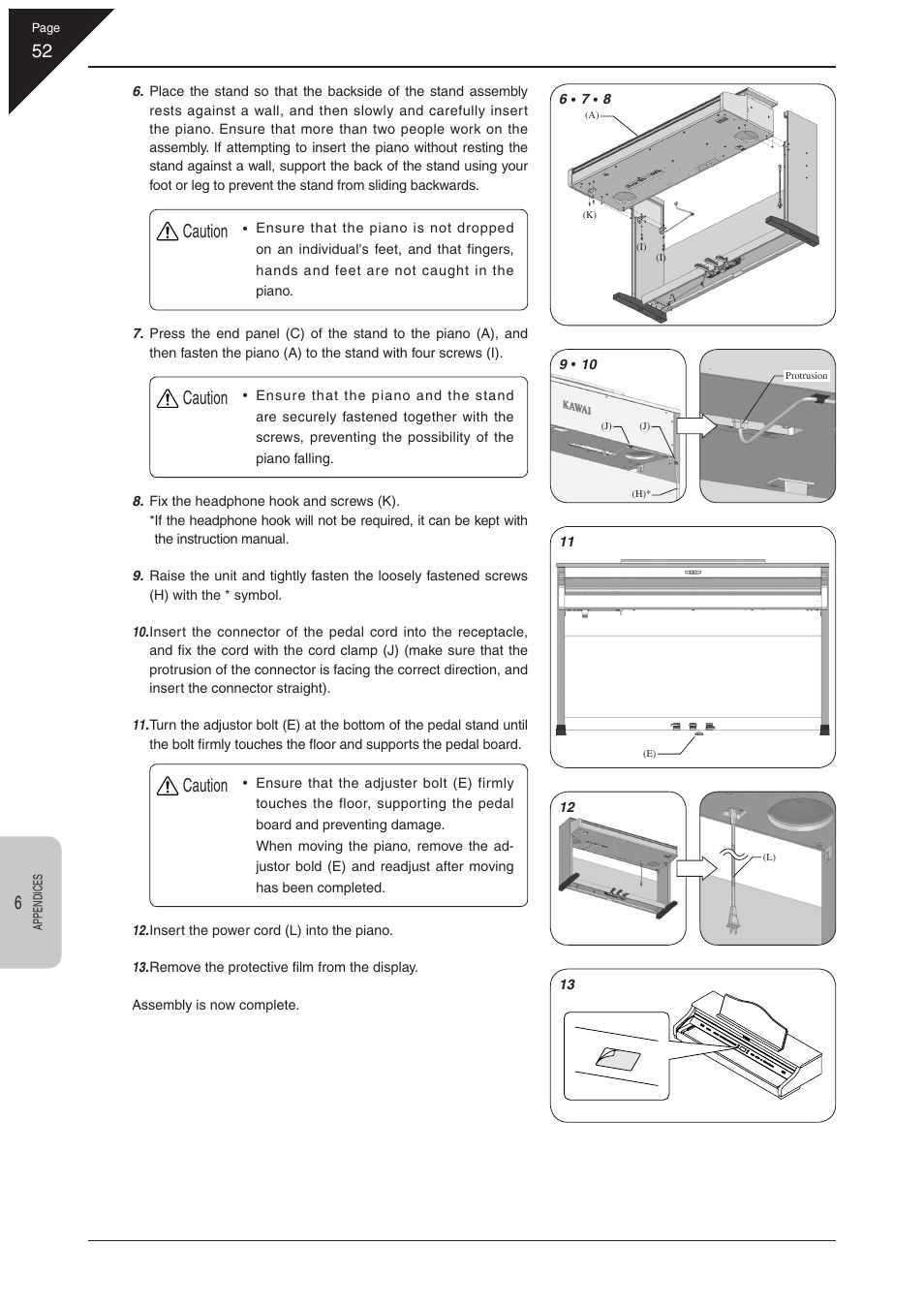 Caution | Kawai CN31 User Manual | Page 52 / 58