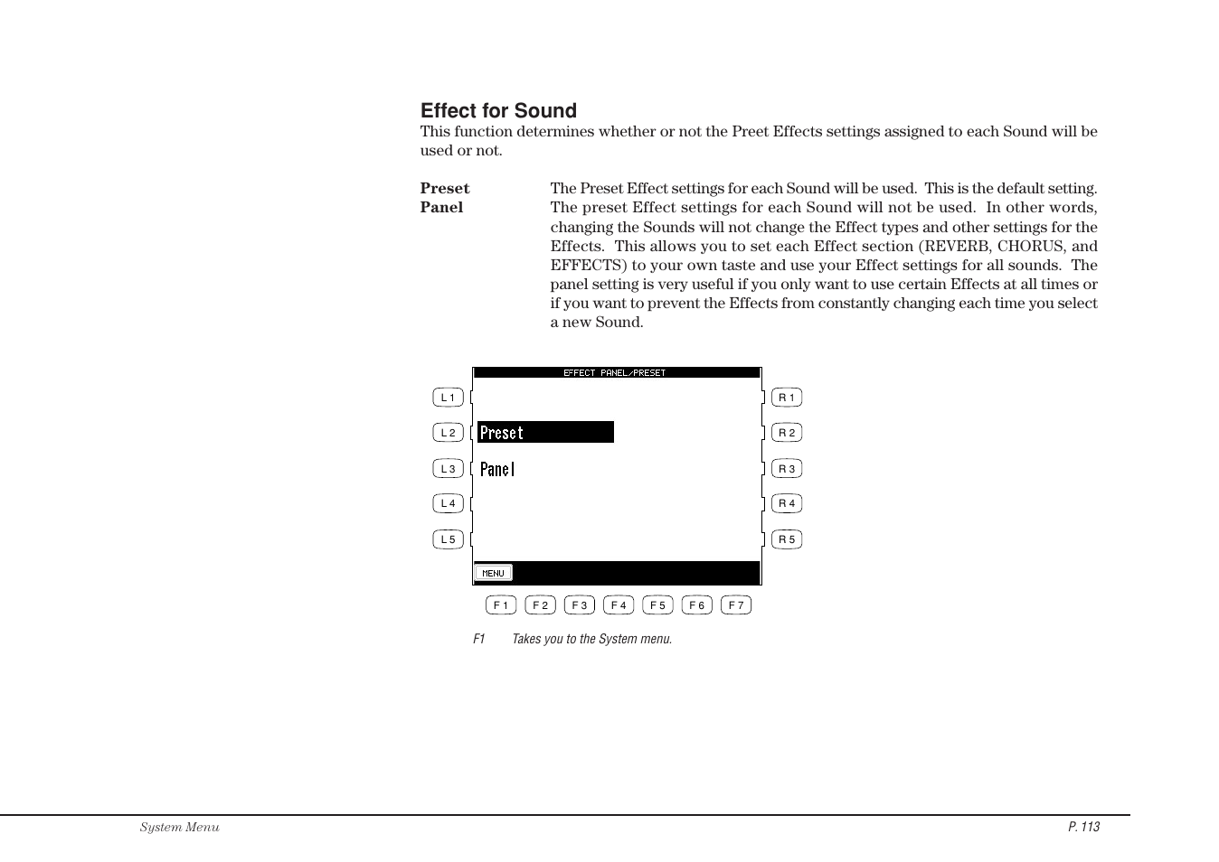 Effect for sound | Kawai Concert Performer Series Digital Piano CP117 User Manual | Page 119 / 180