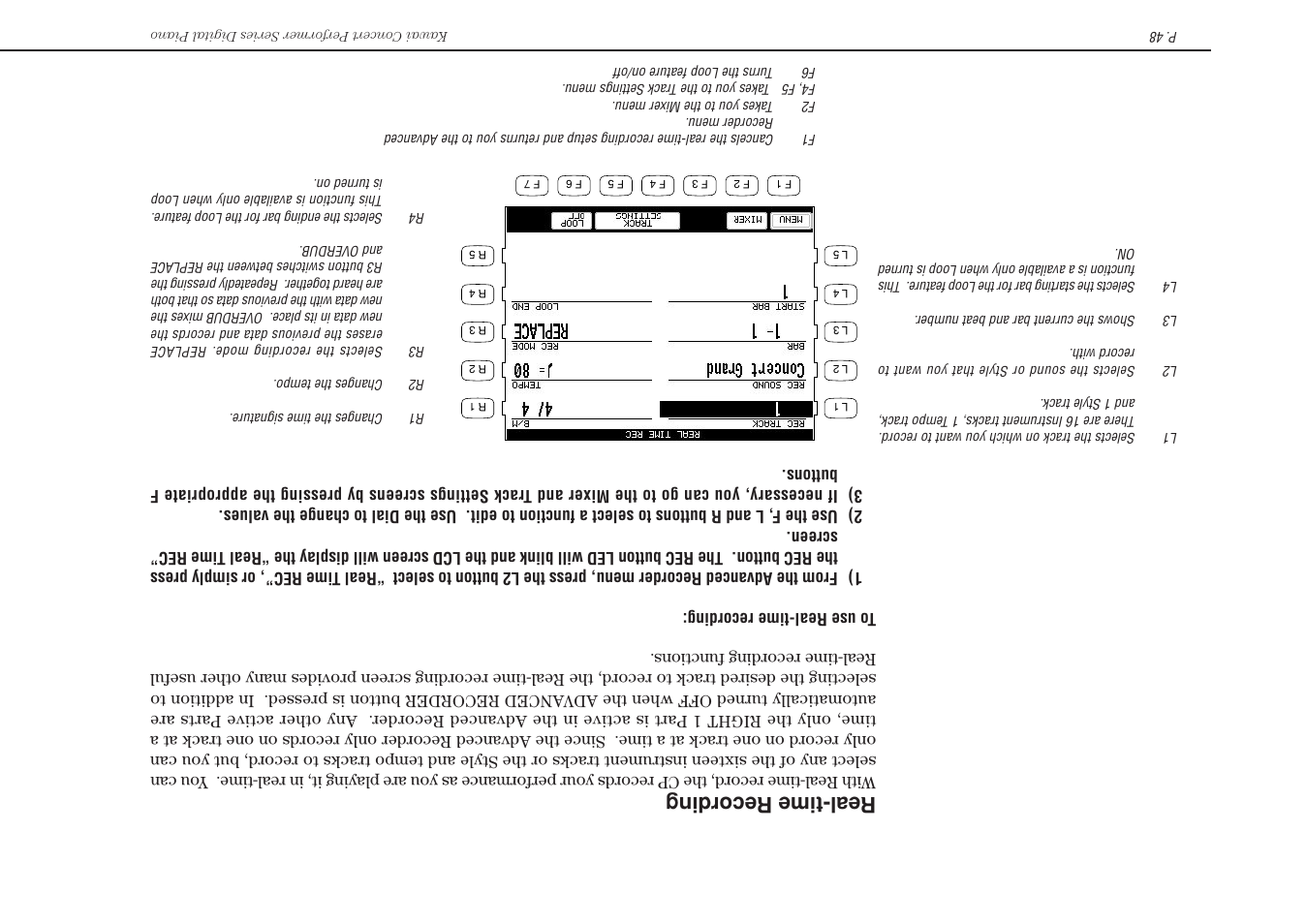 Real-time recording | Kawai Concert Performer Series Digital Piano CP117 User Manual | Page 54 / 180