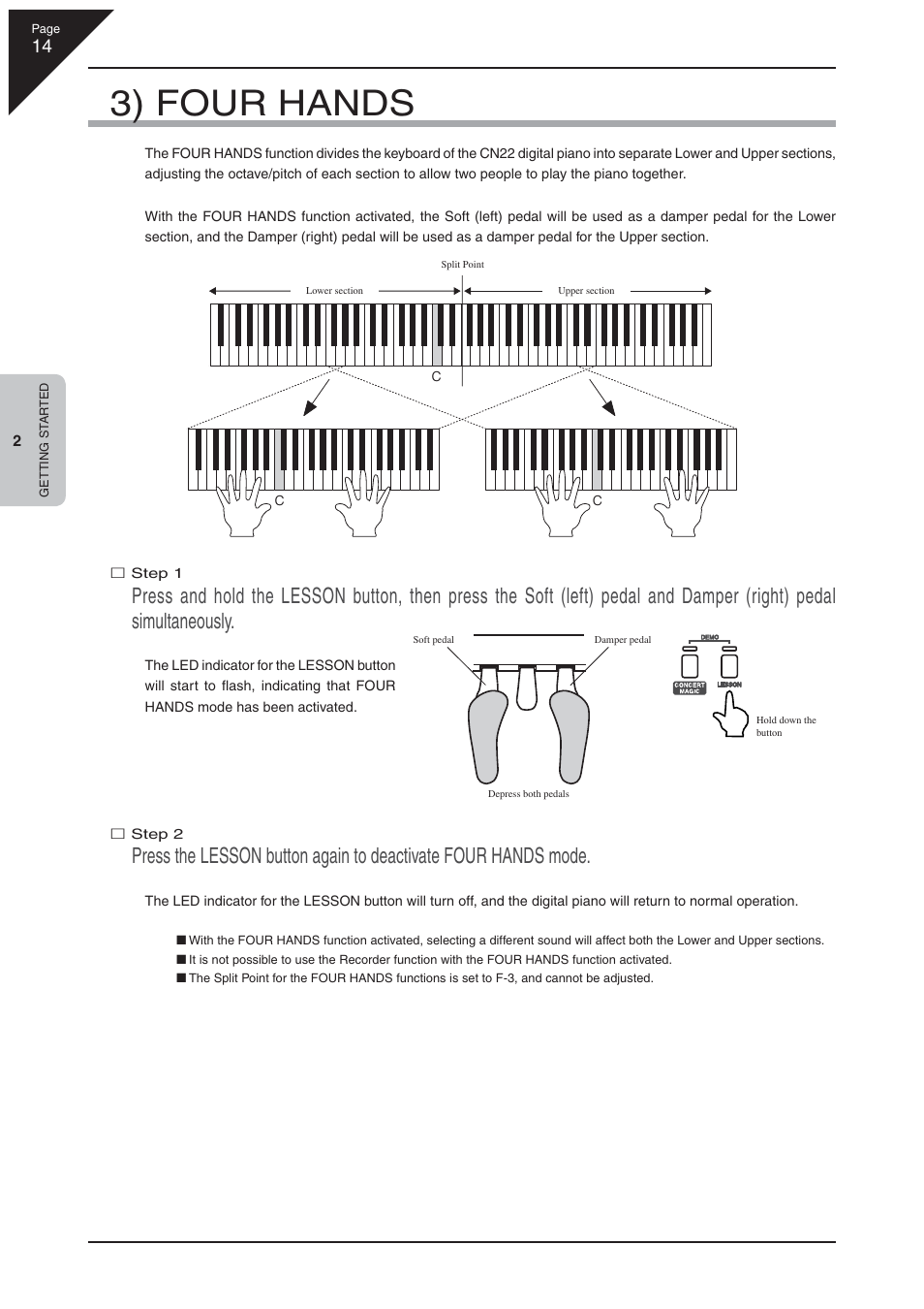 3) four hands | Kawai CN22 User Manual | Page 14 / 42