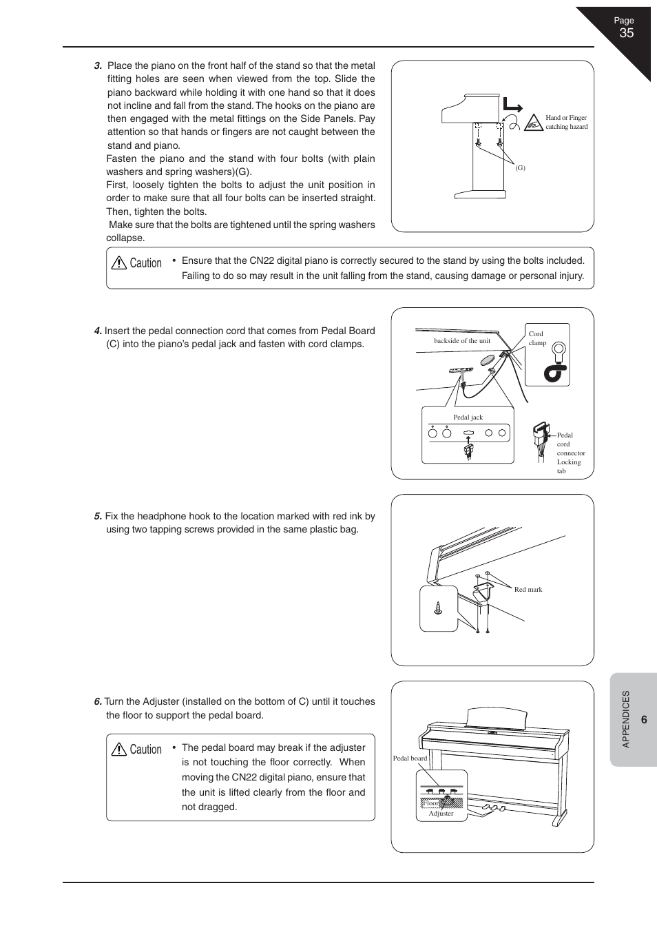 Caution | Kawai CN22 User Manual | Page 35 / 42