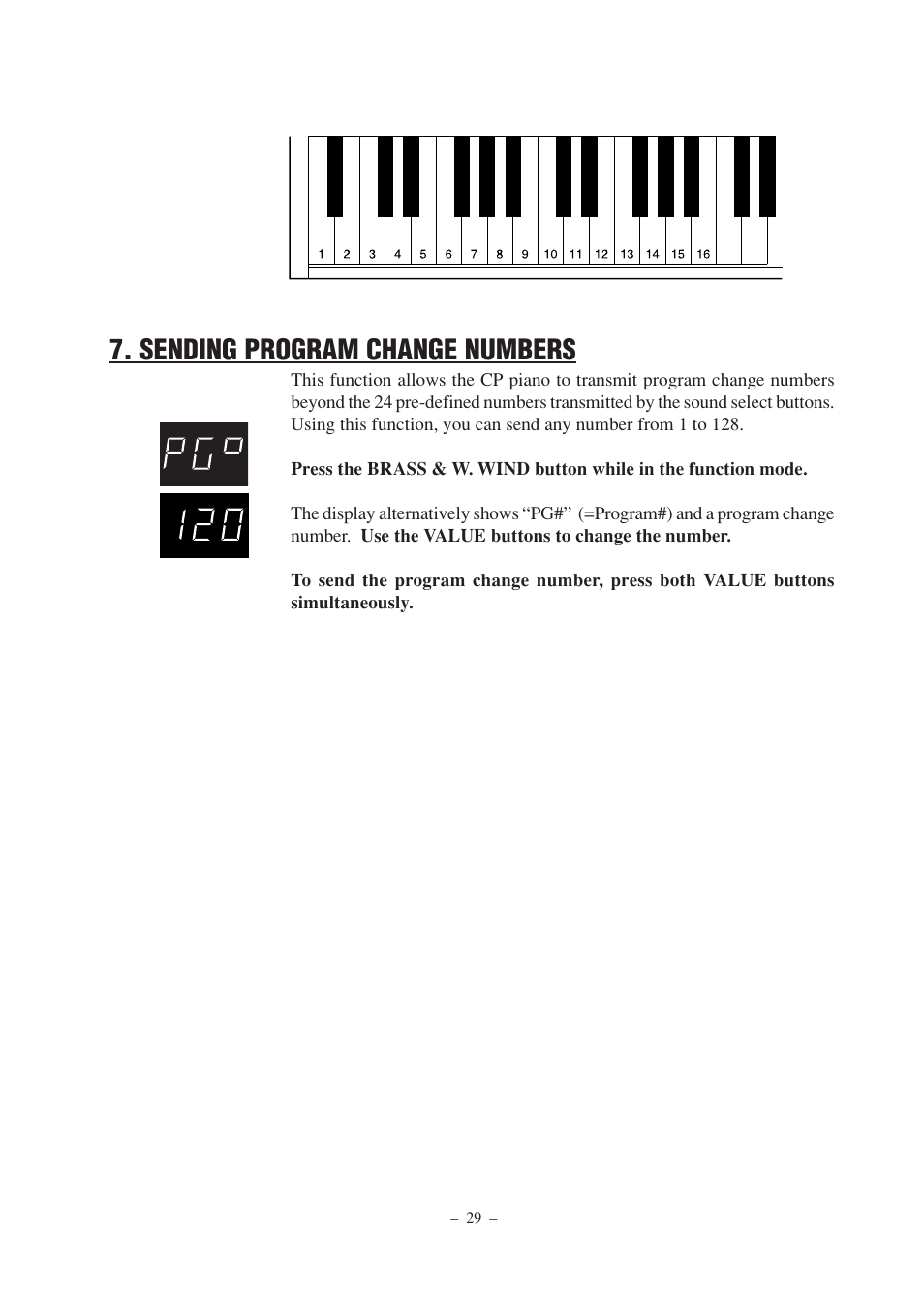 Sending program change numbers | Kawai CP67 User Manual | Page 29 / 36