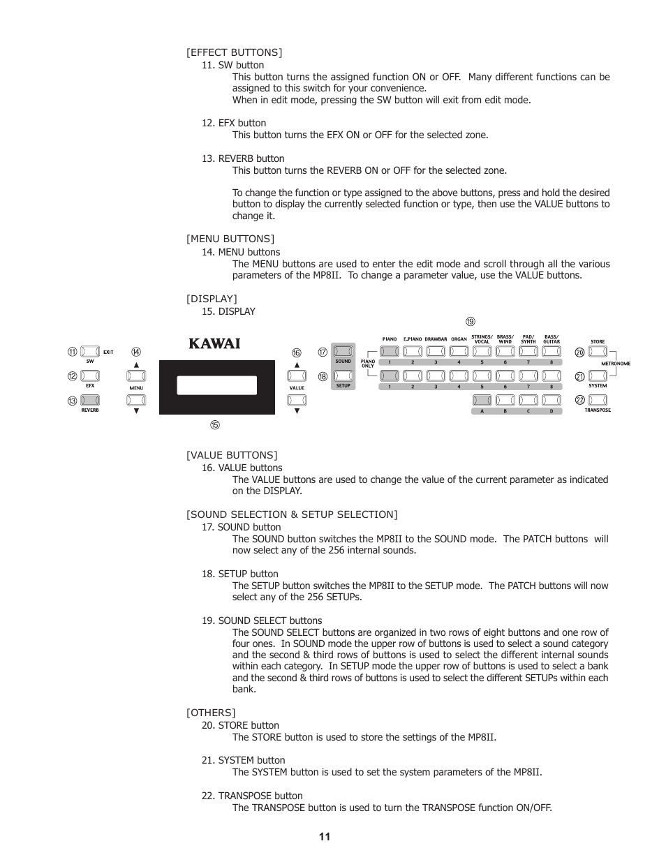 Kawai Professional Stage Piano MP8II User Manual | Page 11 / 76